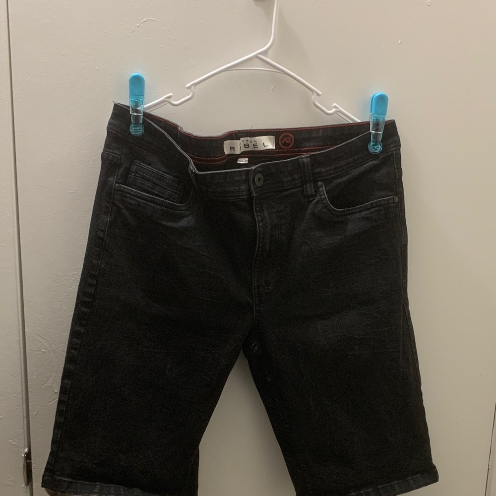 rebels Men's Dark Denim Jean Shorts